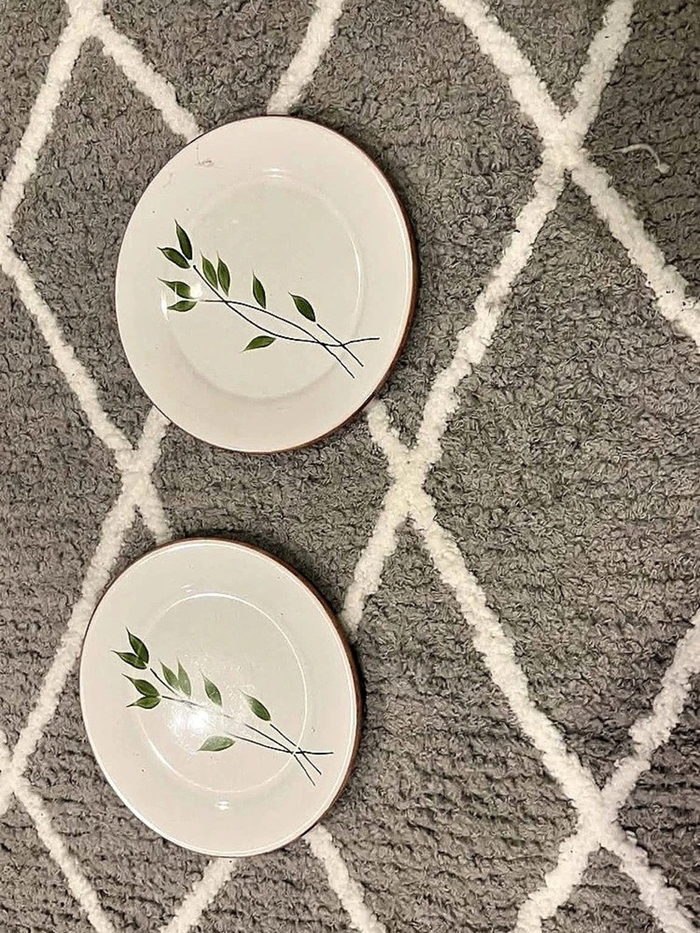 Floral Dinner Plates White & Green Set of 2